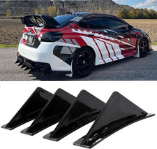 4Pcs Universal Curved Shape Rear Bumper Diffuser Shark Fin Spoiler Trim Covers D