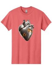 Broken-Metal-Heart Mens Graphic Tee, 100% Cotton, Casual Summer Wear