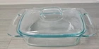 Pyrex VTG Blue Clear Glass 2QT 1.9L Casserole Dish Lid & Handles USA