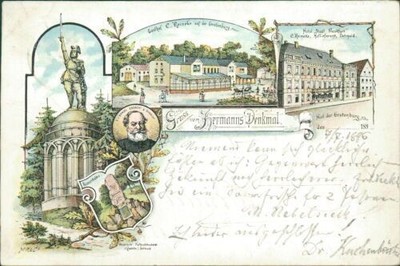 Postcard Grotenburg Hermanns monument 1896 cancelled Detmold (No.878)