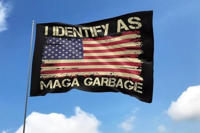 I Identify As Maga Garbage House Flag American Flag President Trump House Flag