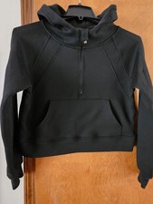 Maglione Laslu 1/2 zip cropped con cappuccio maniche lunghe taglia S foro pollice