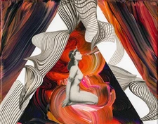 Mixed Media Collage Art 8x10 Matte Print - Breathe In, Breathe Out - Signed