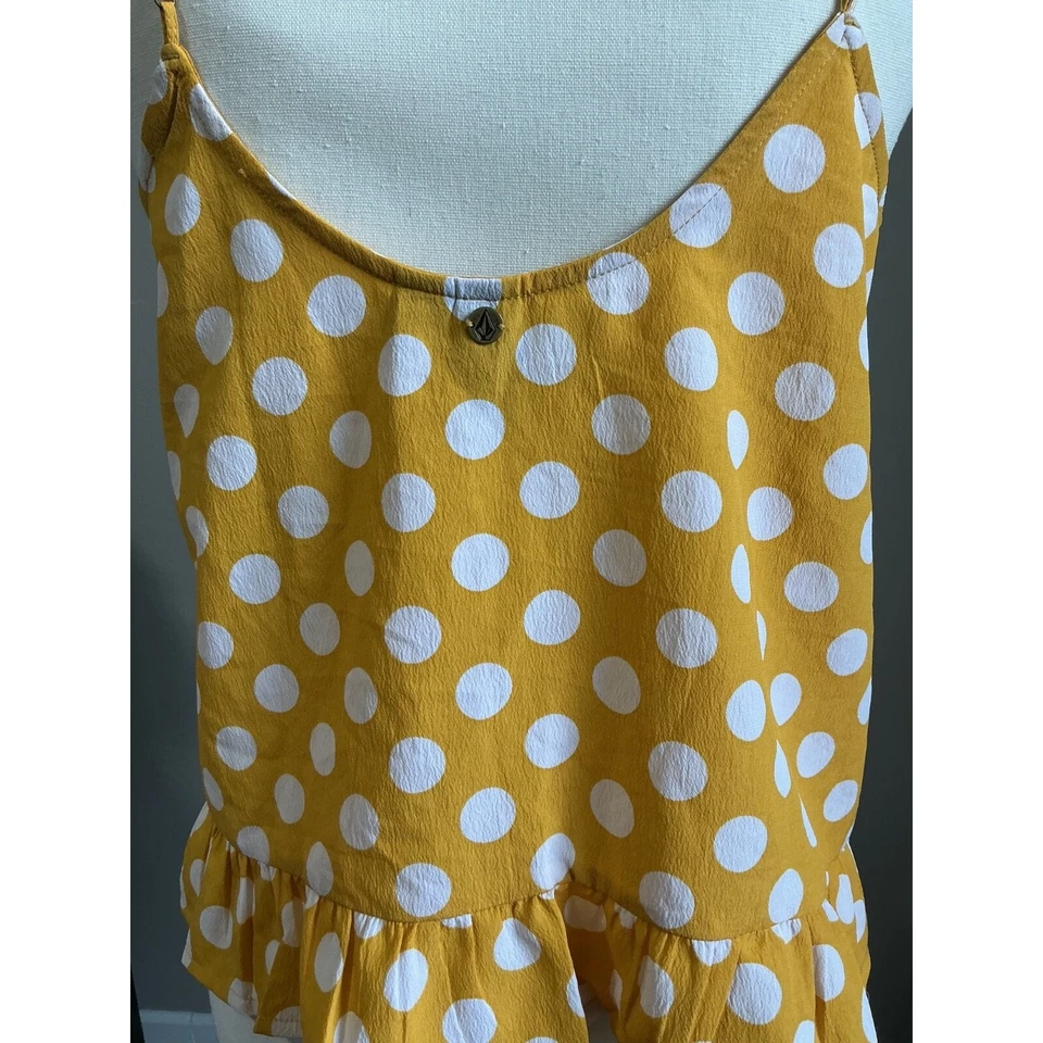 Volcom Womens Read The Room Spaghetti Strap Cami Top polka dot - Image 4 of 4