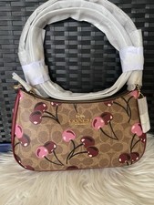 Nwt Coach Teri Shoulder Bag In Signature Canvas With Cherry Print CY694