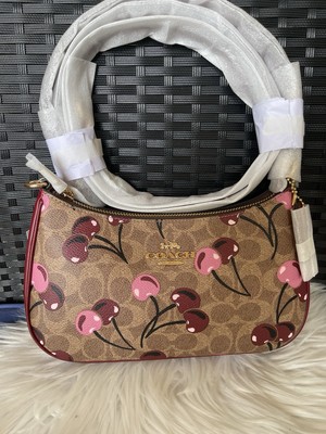 Nwt Coach Teri Shoulder Bag In Signature Canvas With Cherry Print