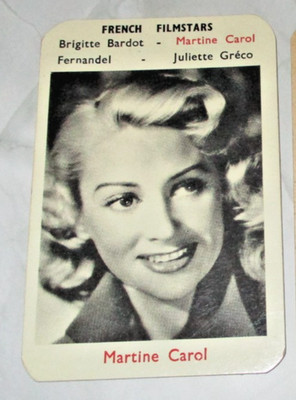 Martine Carol 1950er Maple Leaf französische Filmstars Kaugummi Karte