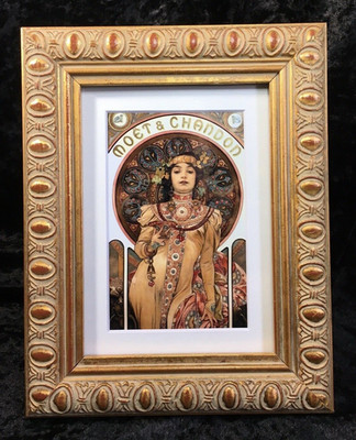 Alphonse Mucha Art Nouveau Print  Frame Moet Advertisement Beautiful Girl