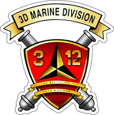 US Marine Corps Badge Sticker 3rd Battalion 12th Marines Warriors of the Pacific