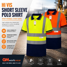 Hi Vis Safety Polo Shirts &ndash; Reflective Short Sleeve Workwear High Visibility Top
