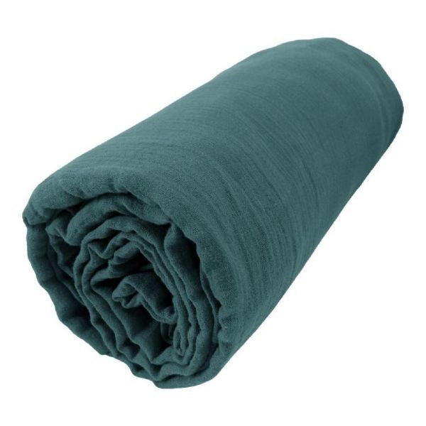 Drap housse 160x200 cm pour lit double en gaze de coton lavé Canard Gaïa