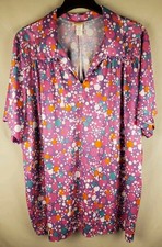 Vintage Roaman’s 4X Blouse Green Paisley Floral Print 3/4 Sleeve Made in USA