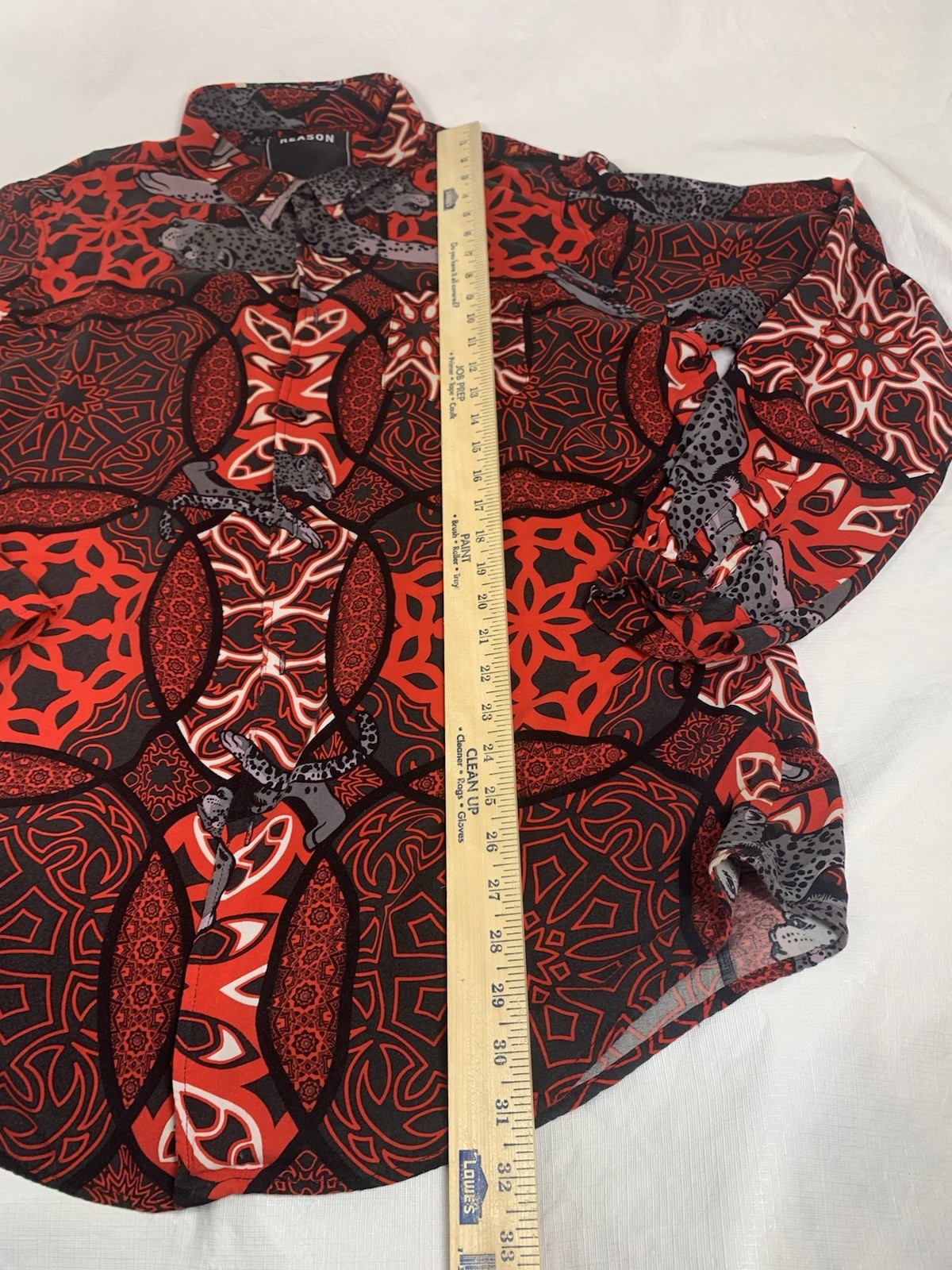 Mens Reason Jaguar Floral Jungle Long Sleeve Dress Shirt Red Size 3XL image 4