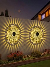 4pcs Solar Mandala Rose Projection Lights LED Peony Wall Lamps Outdoor Garden-UK