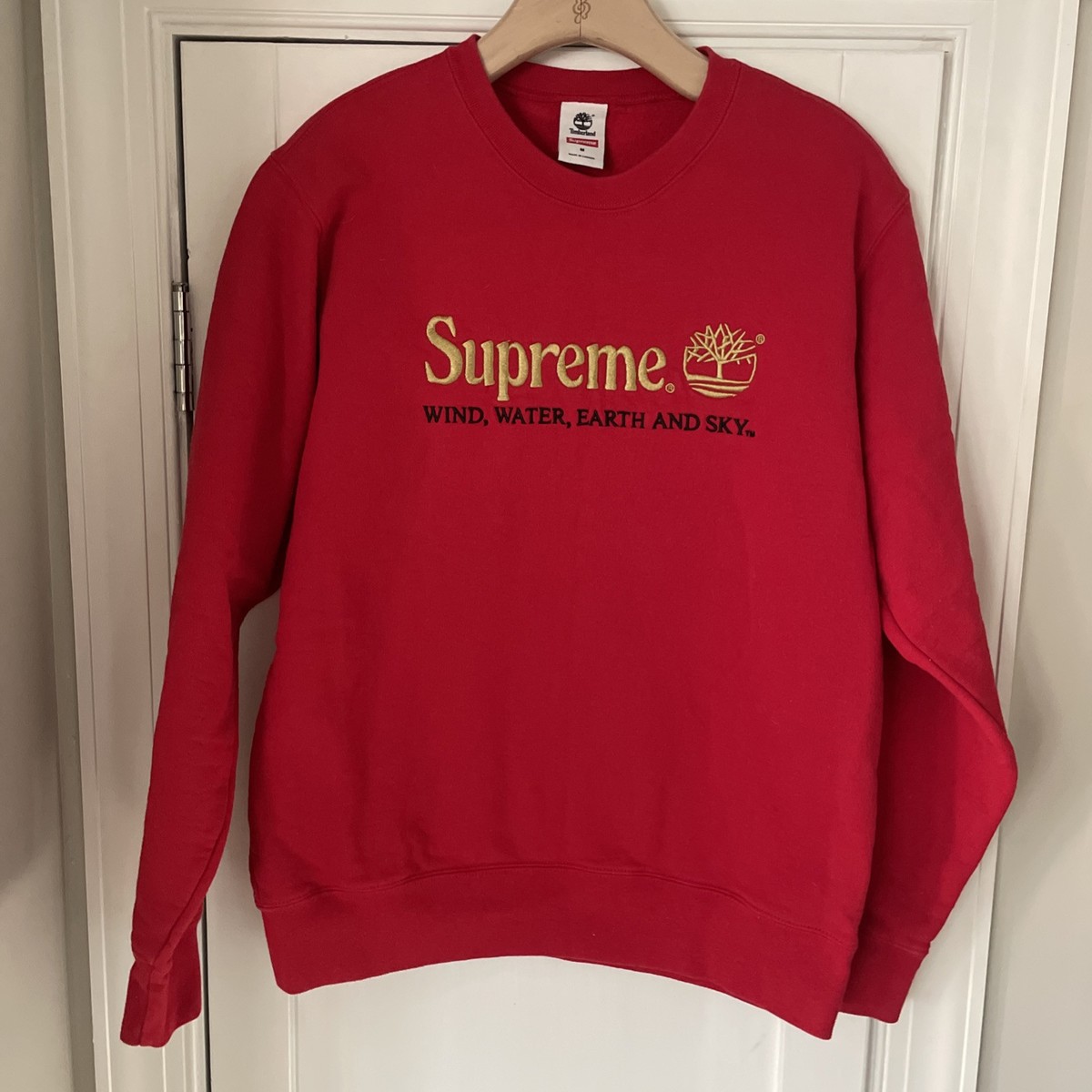 Supreme x Timberland Sweatshirt Crewneck Sz M Red Ex Cond | eBay