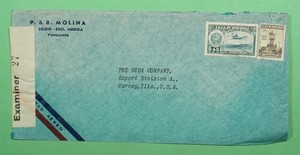 DR WHO 1941 VENEZUELA AIRMAIL TO USA WWII CENSOR w36030