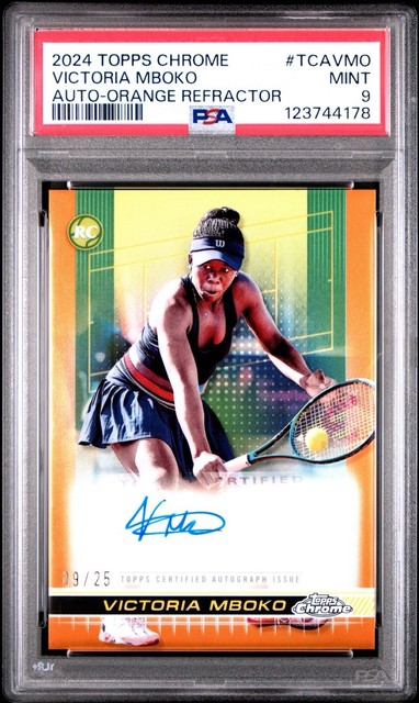 2024 Topps Chrome Tennis VICTORIA MBOKO Auto Orange Refractor /25 PSA 9 #TCAVMO