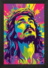 Jesus Pop Art Framed Wall Art Poster Canvas Print Picture
