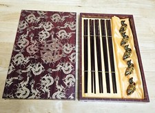 Vintage Chinese 5 Piece Set Chopsticks & Mandarin Duck Rests In Box