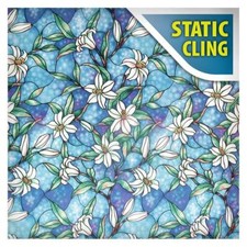 BDF 1CGB Window Film Floral Stained Glass Non-Adhesive Static Cling
