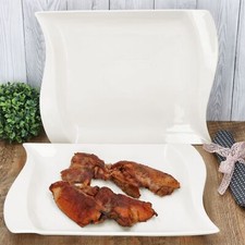 2x Ivory Servierplatte 36x28,5cm Porzellanteller rechteckig elfenbeinweiß Buffet