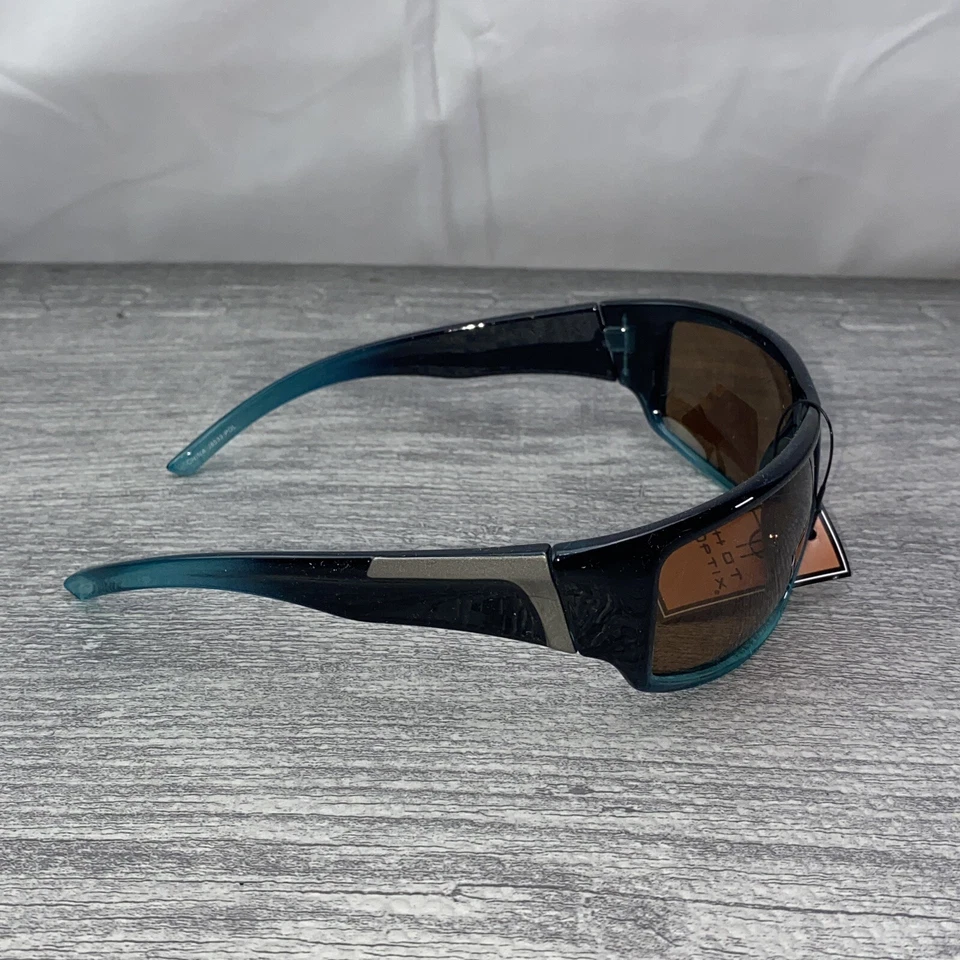 Lo último Optix Gafas de sol polarizadas de moda Brillantes Negro Borde plateado con lente ámbar Foto 4 de 4