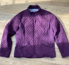 Hoggs Of Fife Purple Quilted Jacket / Coat - Country , Floral Lining , Uk 12