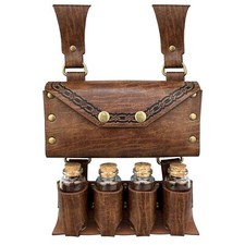 Medieval Alchemy Faux Leather Belt Bag with 4 Cork Potion Vials Fantasy Wizar...