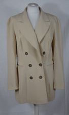 MADELEINE Elegante Lange Stretch Jacke Blazer Beige SCHURWOLLE Größe 38/40 TOP!