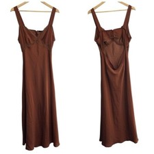 Forever 21 XL Brown Slip Dress Lace Detail Cut-Out Back Sleeveless Y2K Aesthetic