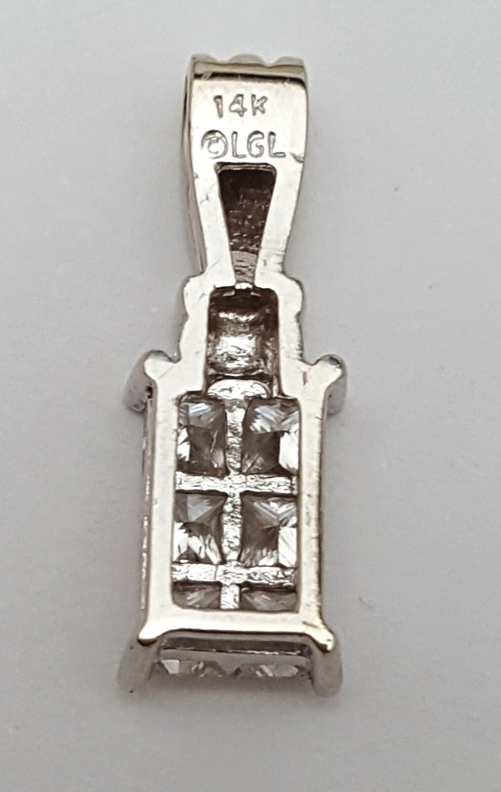 14K Solid White Gold Designer Rectangle Princess … - image 8