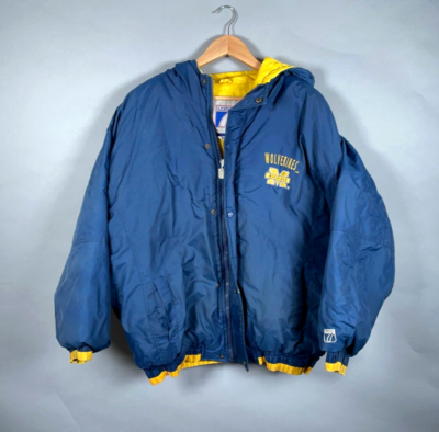 VTG 90s Logo 7 Michigan Wolverines Zip Up Hooded Jacket Adult