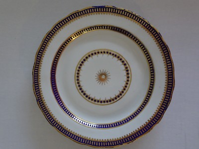 Royal Crown Derby Desert Plate 8.5'' English c.1790 Puce Mark & Batons Blue Gold