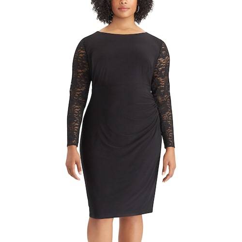 Plus Size Chaps Pleated Sheath Dress, Women's, Size: 24 W, Black