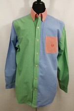 Chaps Mens Long Sleeve Large Casual Shirt Easy Care Cotton Polyester Colorful