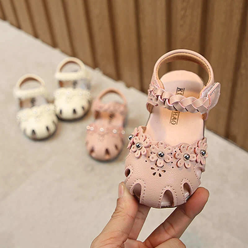 Newborn Sandals Infant Girls Kids Party Princess Dress Wedding Non Slip Shoes UK