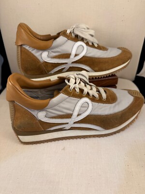 Women's Stylish Loewe Flow Runner Tan and Off White EU 38.5