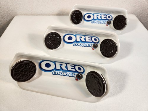 Oreo Cookie Tray Banana Split Ice Cream Snack Ceramic Bowls 3-Pieces Fast Ship