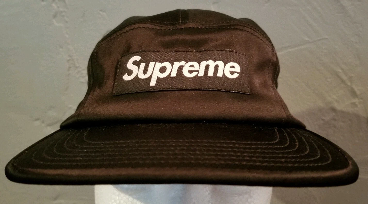 Supreme SS17 boîte satin logo casquette de camp chapeau noir S/S 17 boîte Bogo USA NEUF
