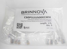 5-Pack Brinnova Slim CAT6 1FT 28 AWG UTP Patch Cable, White, Snagfree Premium