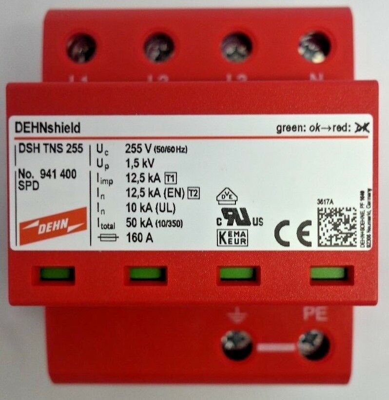 DEHN DSH TNS 255 TNS 12.5kA Surge Protection Device 4 pole DEHN DSH TNS 255 TNS 12.5kA Surge Protection Device 4 pole