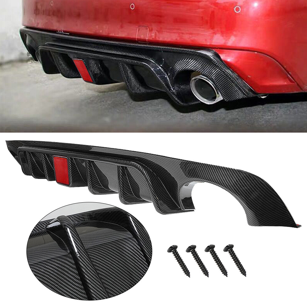 CARBON FIBER STYLE REAR BUMPER DIFFUSER W/ LED BRAKE FOR INFINITI Q50