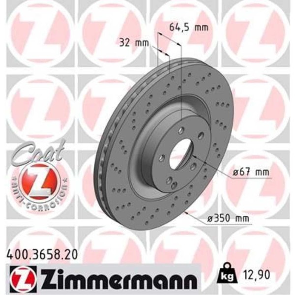 2X Bremsscheibe Vorne Ø350 Mm InnenbelüFtet Gelocht FüR Mercedes S-Klasse-image