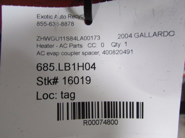 Lamborghini Gallardo, AC Evaporator Coupler Spacer, Used, P/N 400820491