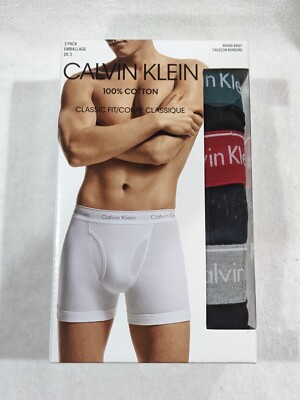Calvin Klein Men's Cotton Multicolor Boxer Briefs (3 Pack) Size L