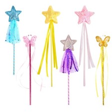 BANBALLON 6 PCS Princess Wand Magic Wand Fairy Dress-up Wand Kit for Girl's P...