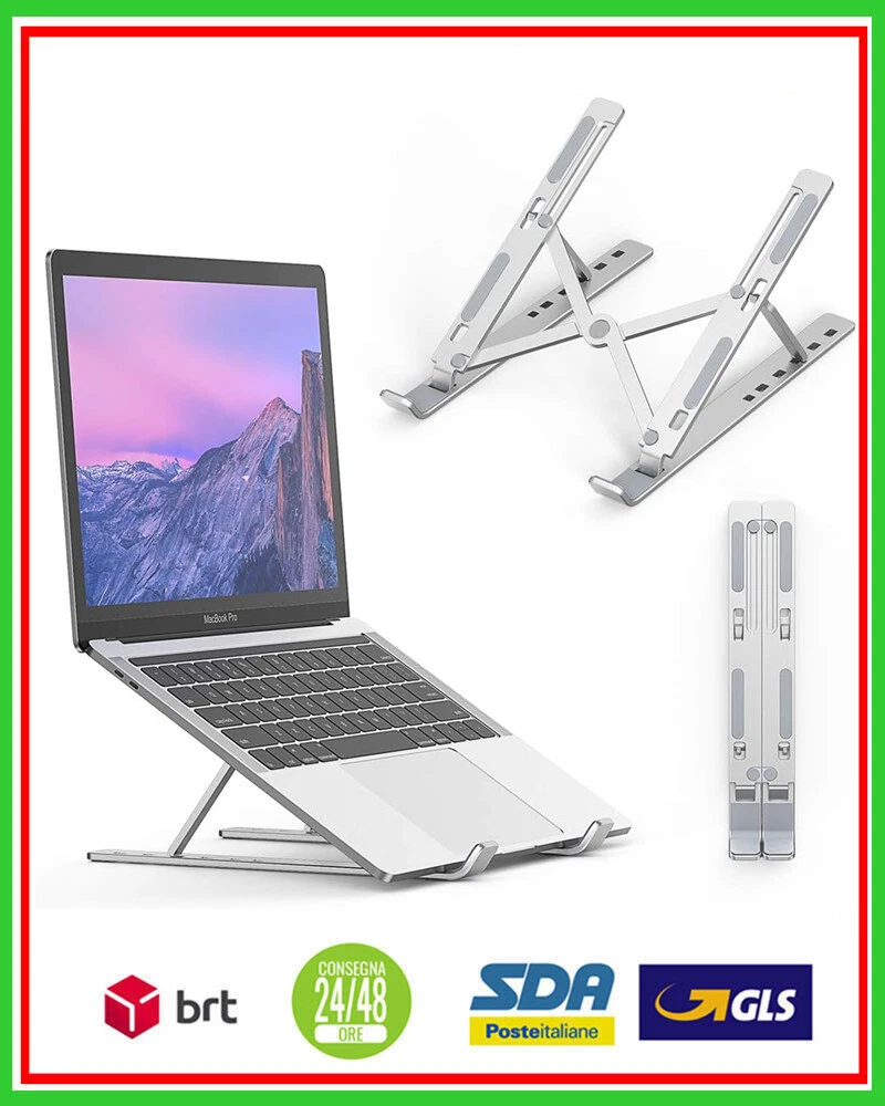 Supporto Pieghevole Per Laptop In Alluminio 11-17 Pollici - Ergonomico, Portatile Con Custodia, Antiscivolo, Leggero 139g