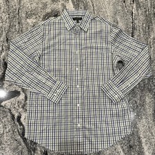 Banana Republic Shirt Mens L Plaid Slim Flex Fit Non-iron Cotton Woven