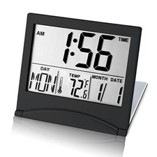Small Digital Travel Alarm Clock Battery Operated, Portable Large Number