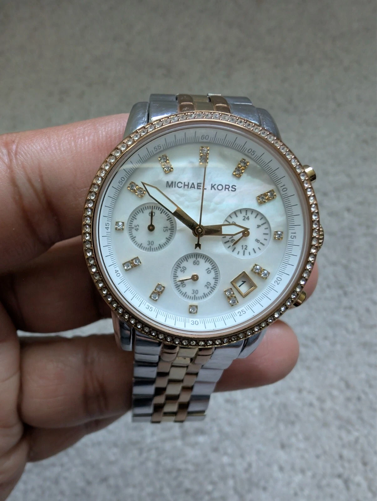 Orologio Michael Kors Ritz Pave bicolore acciaio inox donna MK5650 batteria nuova